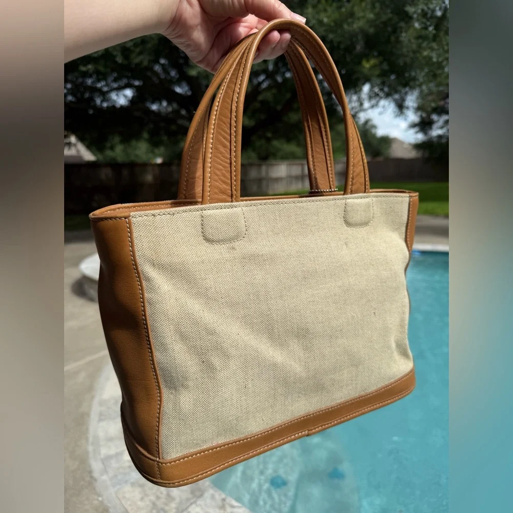 Coach Bleeker 6121 Tan and Brown Leather and Linen Tote EUC Made in the USA 🇺🇸🇺🇸 - Picture 5 of 17